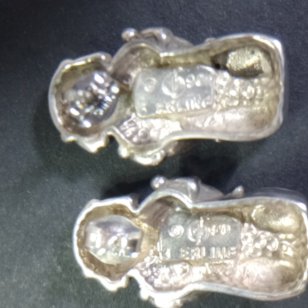 Storyteller Vintage Native American Sterling Silver  Stud Earrings - Picture 8 of 14